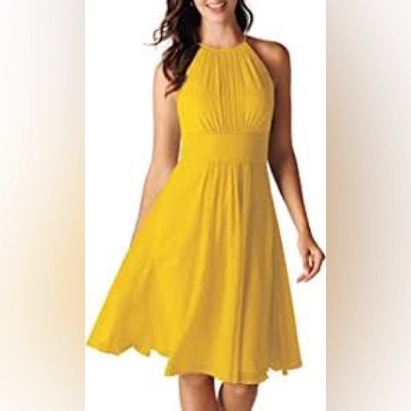 Banana Republic NWT Sunshine Yellow Wedding Guest Halter Tie Neck Dress sz 6 - Picture 4 of 16